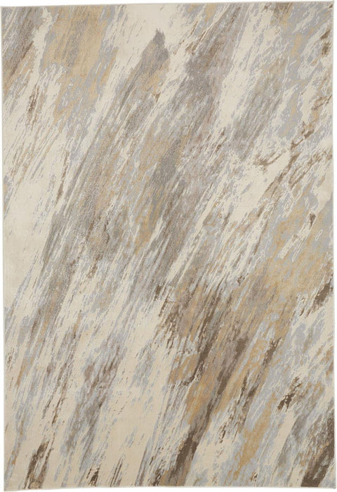 Abstract Area Rug - Ivory Tan And Brown - 12' X 15'