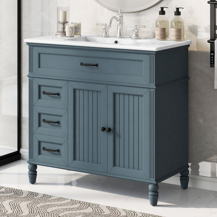 Bathroom Vanity With Sink, Freestanding Cabinet & Drawers Noble House