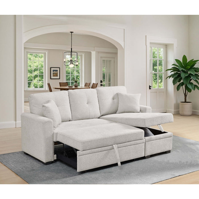 Upholstered Sectional With Pull Out Bed And Chaise Storage Home Essentials
