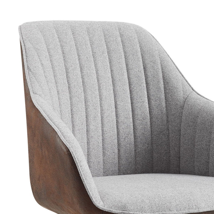 Fabric And Natural Swivel Arm Chair 23" - Gray