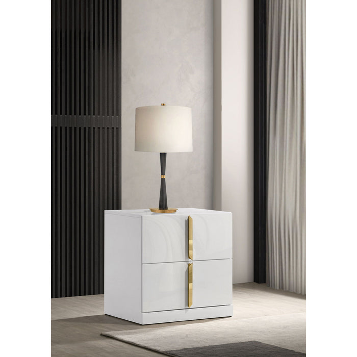 Lauryn - 2 Drawer Nightstand - Gloss White Furniture Max