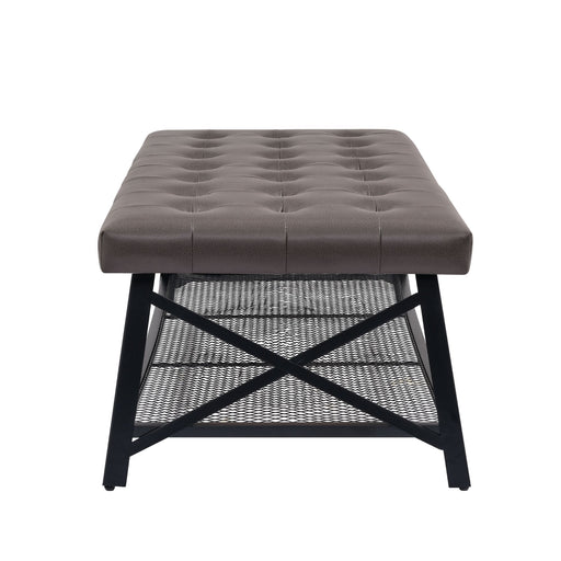 Upholstered Coffee Table With Rack - Dark Brown Home Essentials