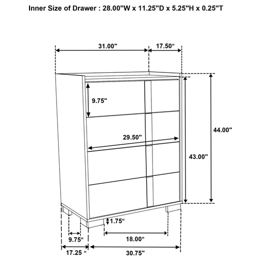 Lincoln - 4 Drawer Chest Of Drawers - Natural Furniture Max