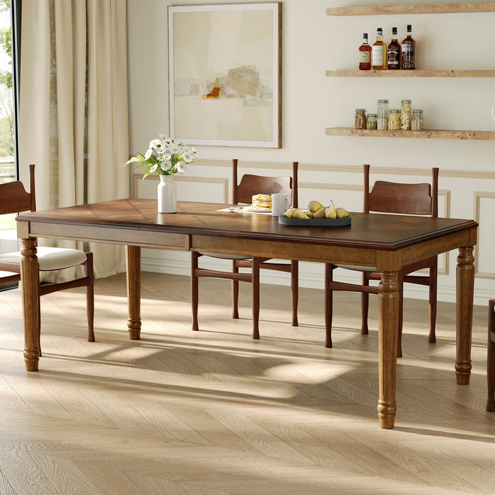 Rectangular Dining Table With Framed Top And Turned Legs - Walnut Hearth and Haven