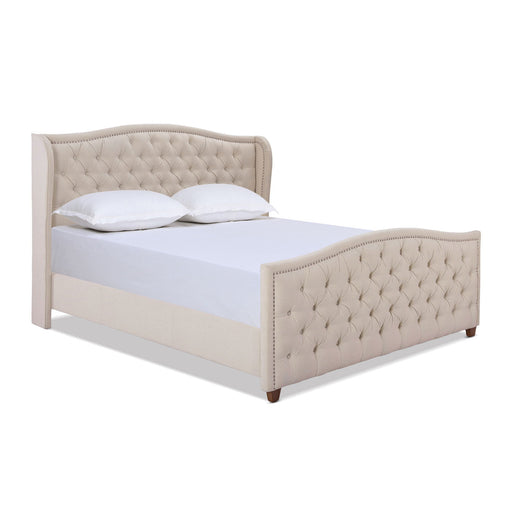Marcella - King Upholstered Shelter Headboard Bed Set - Beige Jennifer Taylor Home