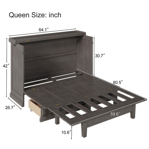 Murphy Bed Chest Cube Cabinet With Charging Station And Large Storage Drawer Hearth and Haven