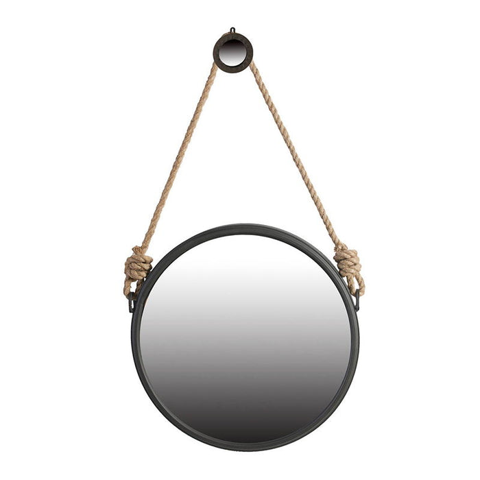 Handsome Cleveland Mirror With Rope Strap Contemporary Design Circle Mirror With Round Metal Frame For Wall Decor Daily Nest