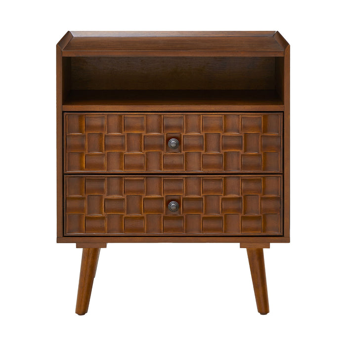 Nightstand With Charging Station, 2 Drawer Bedside Table With Shelf And USB / AC Ports Home Essentials
