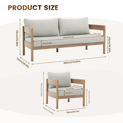 Outdoor Sofa Set Of 3 With Weather Resistant Cushions (Coffee Table Not Included) - Oak Home Essentials