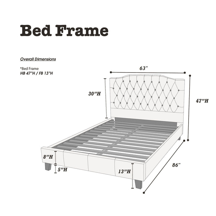 Modern Bed Frame With Tufted Upholstered Headboard Home Essentials