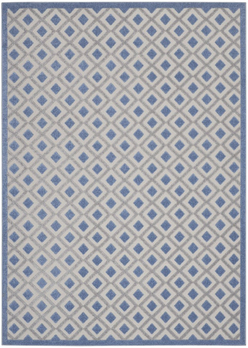 8' X 11' Geometric Indoor / Outdoor Area Rug - Blue / Gray