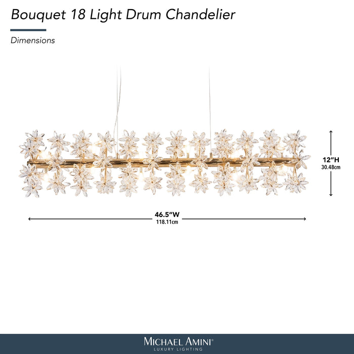 Michael Amini Lighting - Bouquet 18-Light Rectangular Chandelier - Gold Michael Amini