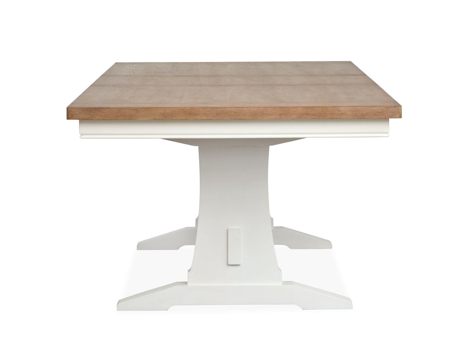 Kingston - Extendable Trestle Dining Table - Whisper White And Cerused Nutmeg Magnussen Furniture
