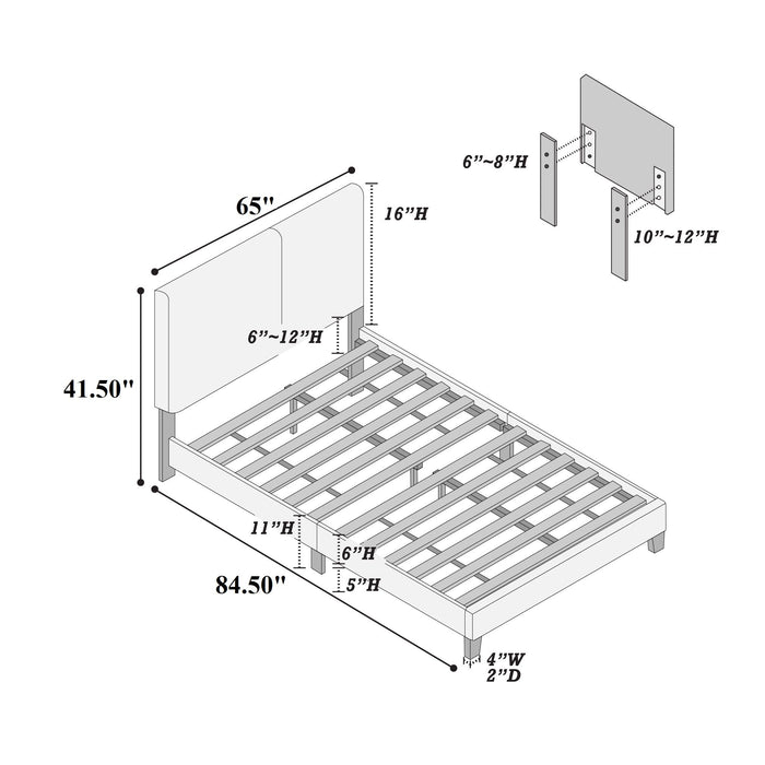 Upholstered Bed With Adjustable Headboard Home Essentials