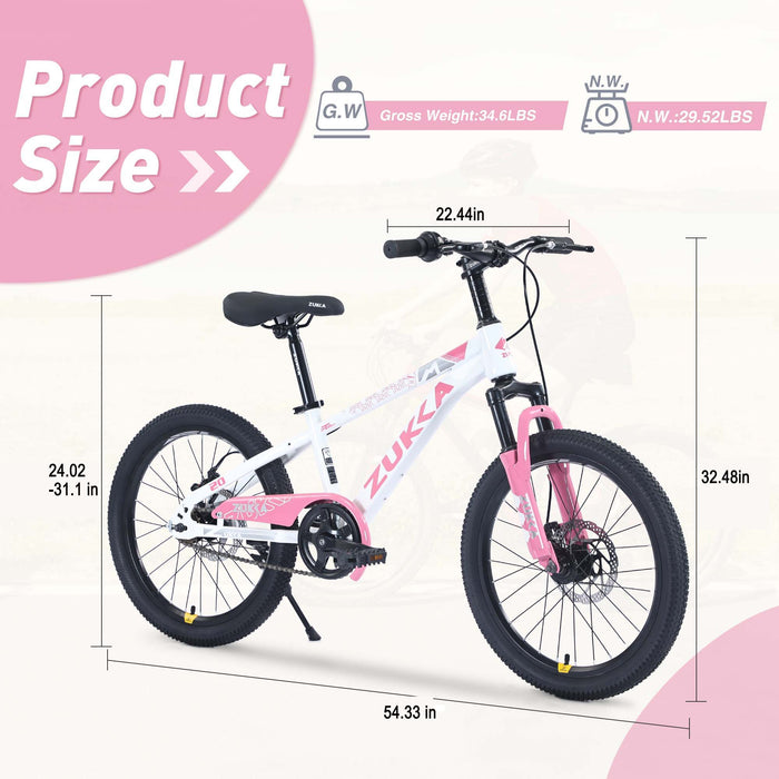 Zukka - 20" Mountain Bike With Adjustable Saddle And Suspension Fork Daily Nest