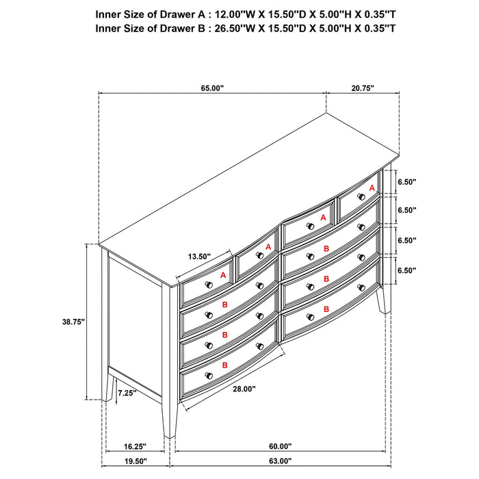 Talia - 10 Drawer Dresser Cabinet - White Furniture Max