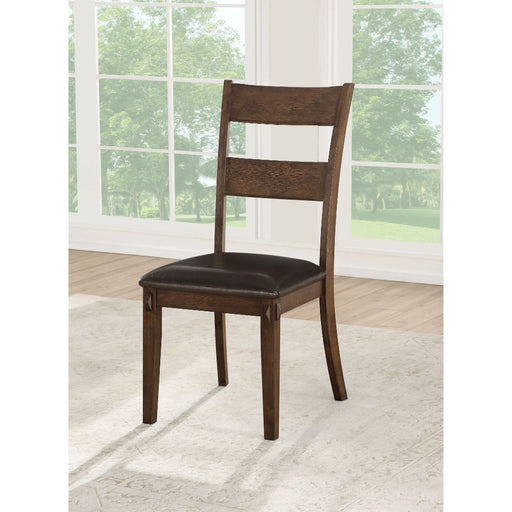 Nabirye - Side Chair (Set of 2) - Esspresso Synthetic Leather & Dark Oak ACME