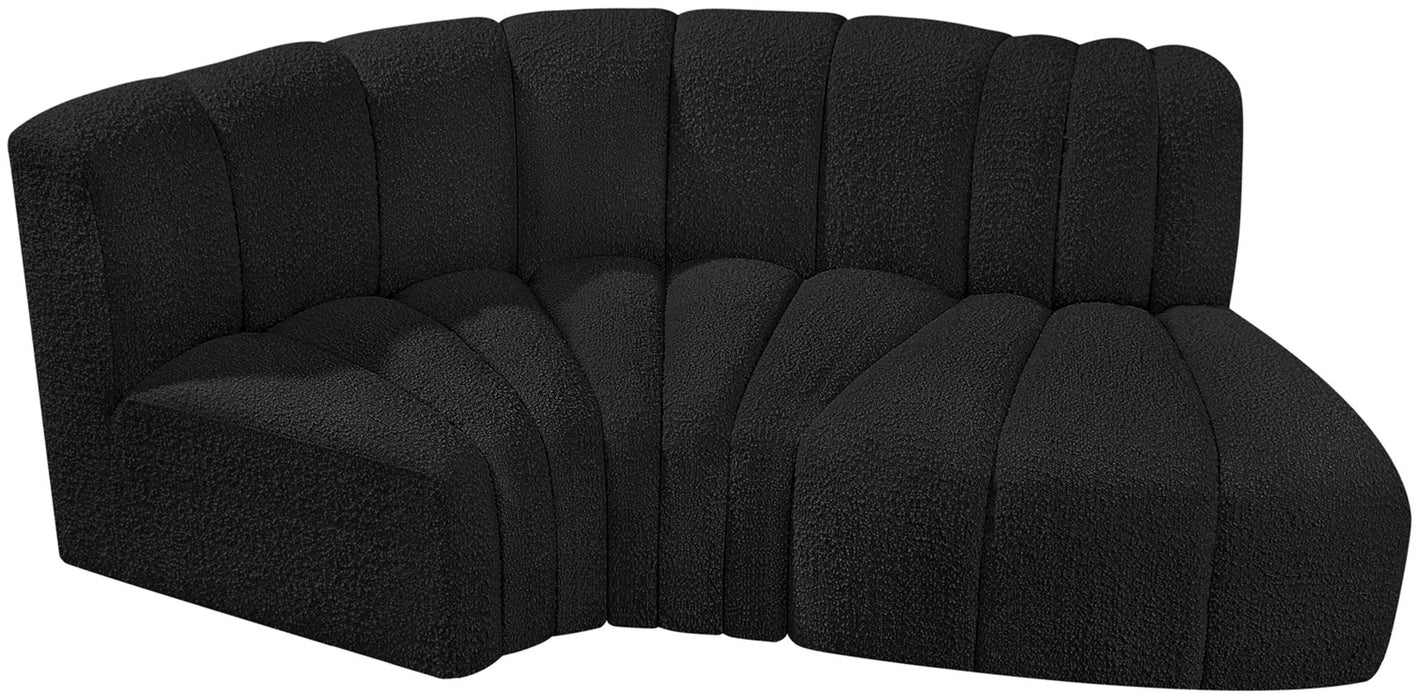 Arc - Boucle Fabric 3 Piece Modular L-Shaped Sofa Meridian Furniture