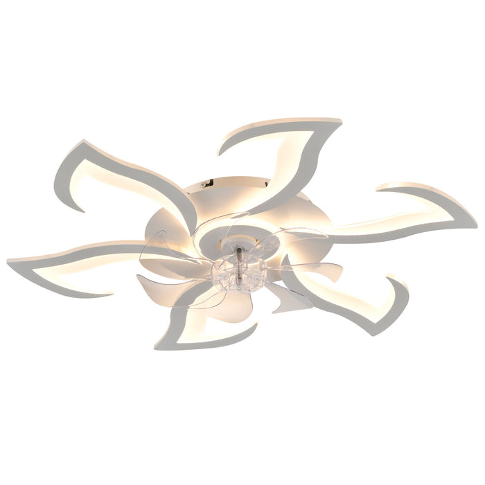 Flower Ceiling Fan With LED Dimmable Light, Flush Mount Ceiling Fan With Remote Control, Low Profile Design, 6 Speeds, Timing Function Daily Nest