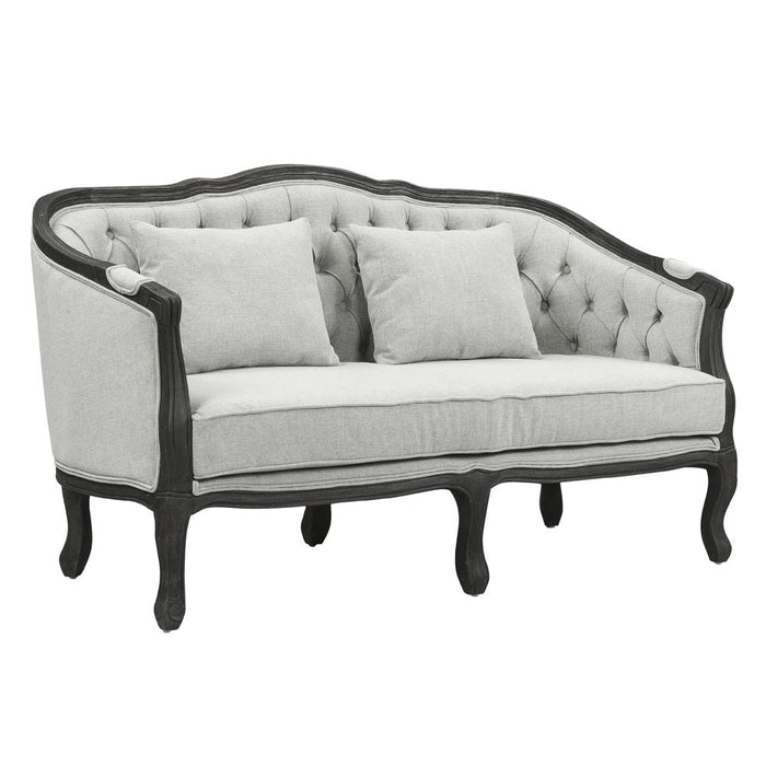 Samael - Loveseat With 2 Pillows - Gray Linen & Dark Brown ACME