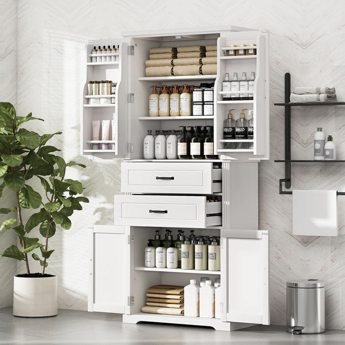 Storage Cabinet With Adjustable Shelves, 2 Drawers, Doors Noble House