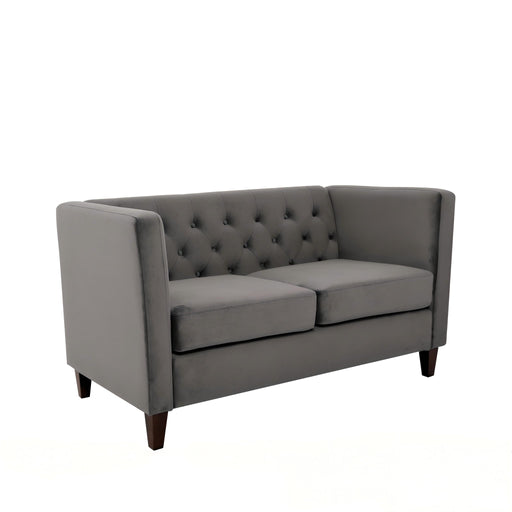 Button Tufted Loveseat, 2 Seater With Square Arm Couch For Living Room US Pride