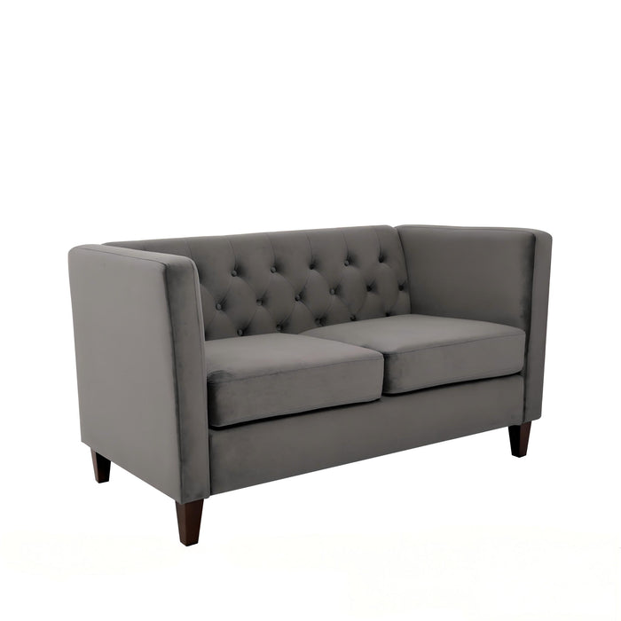 Button Tufted Loveseat, 2 Seater With Square Arm Couch For Living Room US Pride