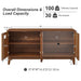 TV Stand With Carved Geometric Doors Storage Cabinet, 4 Door Media Console For Living Room - Walnut Home Essentials