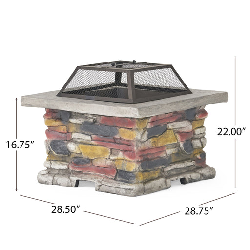 Outdoor Wood Bruning Magnesium Oxide Fire Pit With Lid Noble House