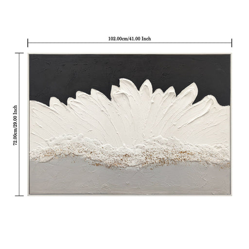 Framed Abstract Wall Art & Thick Textured Canvas Painting With & Accents, Decor For Living Room - Black White Daily Nest