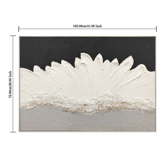 Framed Abstract Wall Art & Thick Textured Canvas Painting With & Accents, Decor For Living Room - Black White Daily Nest