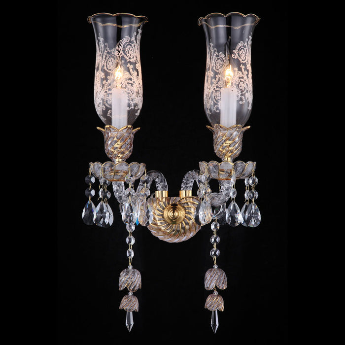 Michael Amini Lighting - Garnier 2-Light Traditional Crystal Wall Sconce - Gold Michael Amini