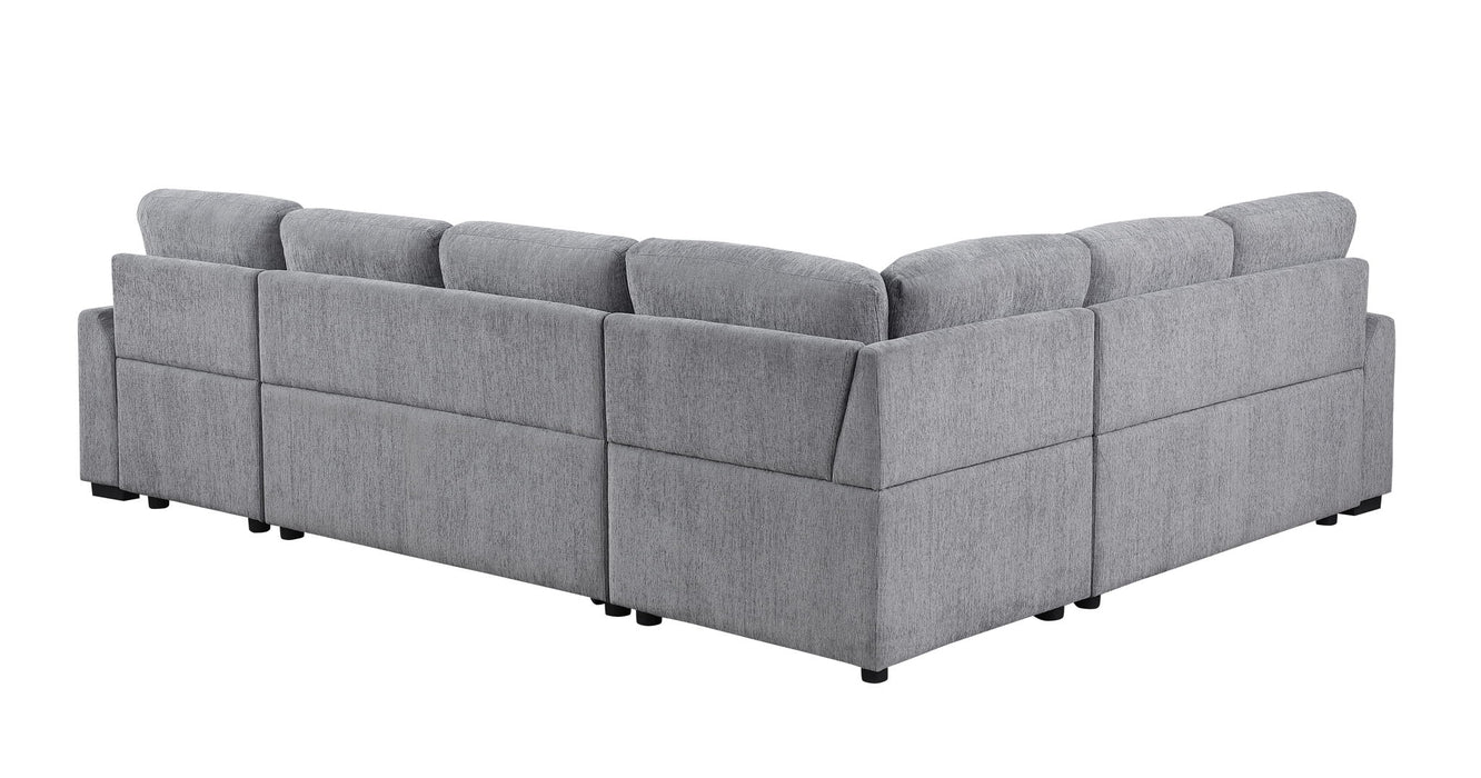 Nyhan - Upholstered Corner Sectional With Pull Out Loveseat And Storaged Chaise Urban Retreats