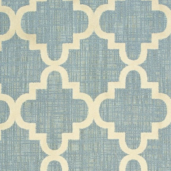 7' X 10' Moroccan Indoor / Outdoor Area Rug - Blue / Ivory