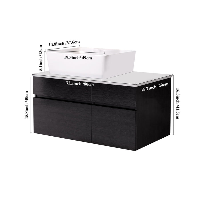 Floating Bathroom Vanity With Sink For Small Bathroom - White / Black Home Essentials