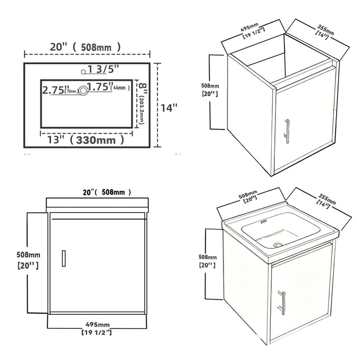 20" Floating Bathroom Vanity Combo With Wall Cabinet, Ceramic Sink & Soft Close Doors - White Home Essentials