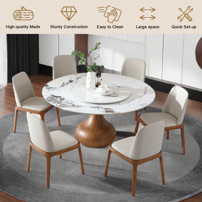 Round Modern Marble Dining Table With Chairs