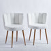 Modern Dining Chair (Set of 2) With Iron Tube Wood Color Legs, Shorthair Cushions And Comfortable Backrest, Suitable For Dining Room, Living Room, Cafe, Simple Structure Home Essentials