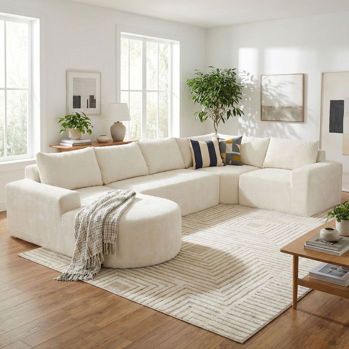 Modular Cloud Sectional Sofa Set, U-Shaped Upholstered Couch With Deep Seat Noble House