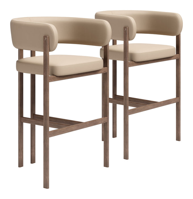 Ruge - Barstool (Set of 2) - Beige Zuo Modern