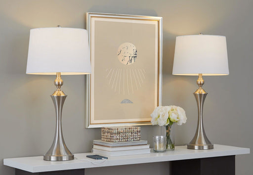 Flint - Contemporary Table Lamp Built In USB Port (Set of 2) Lumi Source