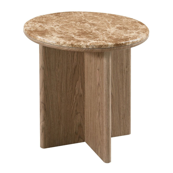 Markku - End Table With Natural Marble - Oak ACME