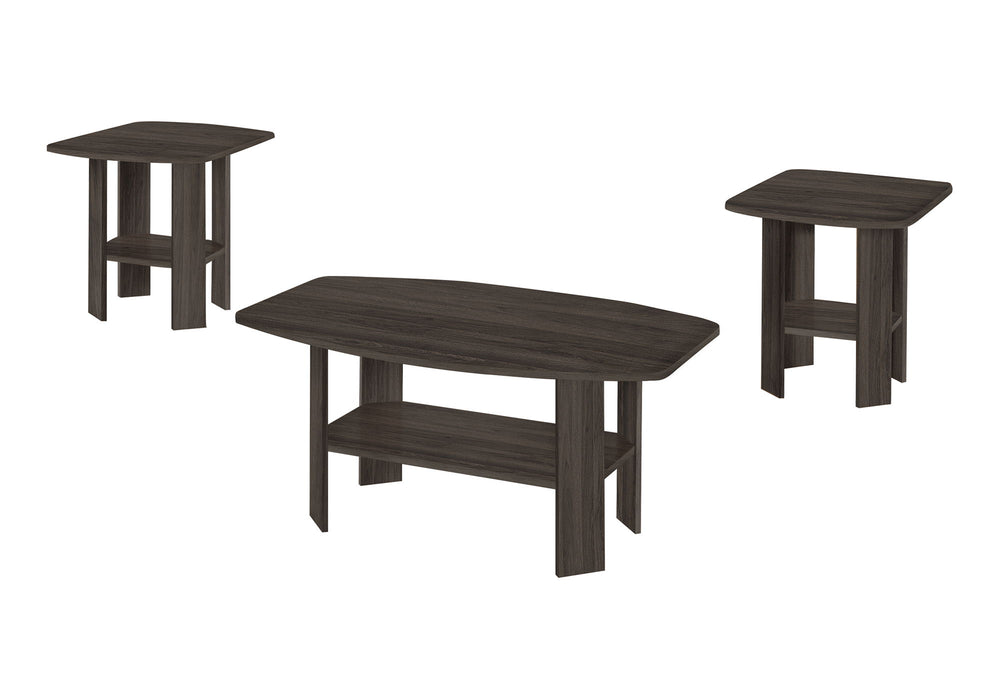 Table Set: Coffee, End, Side, Accent, Living Room, Transitional (Set of 3) - Oak