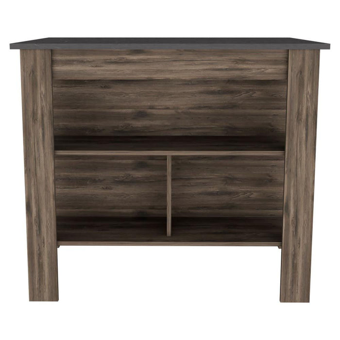 Kitchen Island With Three Storage Shelves - Dark Brown / Onyx