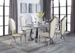 Destry - Dining Table With Engineering Stone Top & Pedestal Base - Engineering Stone Top & Mirrored Silver ACME