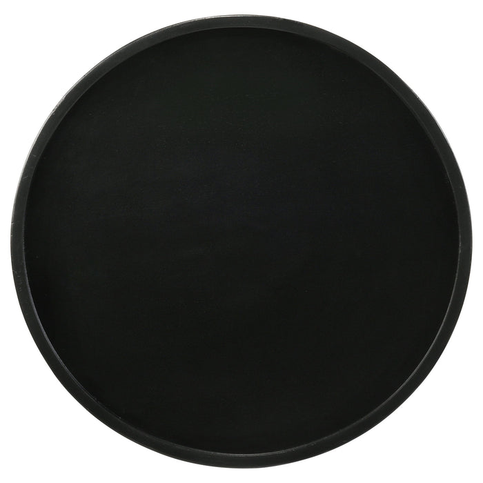 Stain Pedestal Accent Round Table With Lipped Top - Black Furniture Max