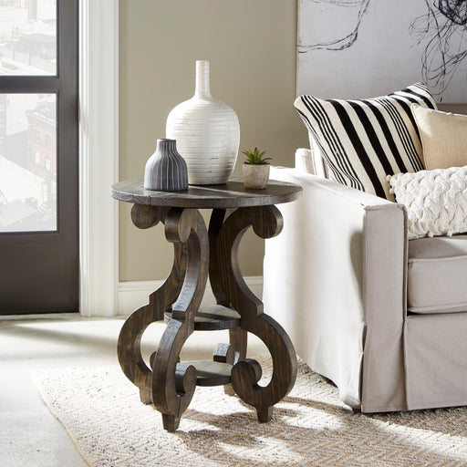Bellamy - Round Accent End Table - Weathered Pine Magnussen Furniture