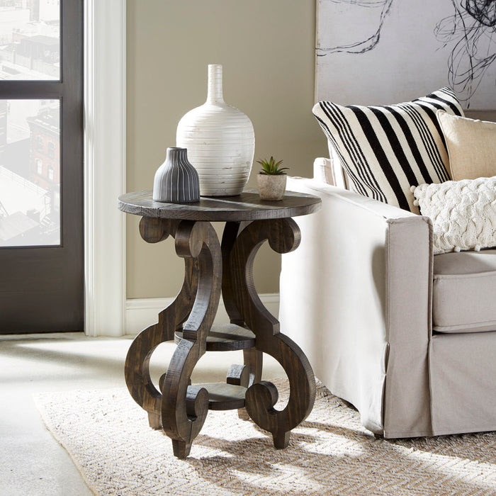 Bellamy - Round Accent End Table - Weathered Pine Magnussen Furniture