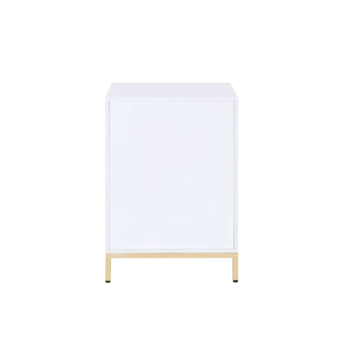 Ottey - Cabinet - White High Gloss & Gold ACME
