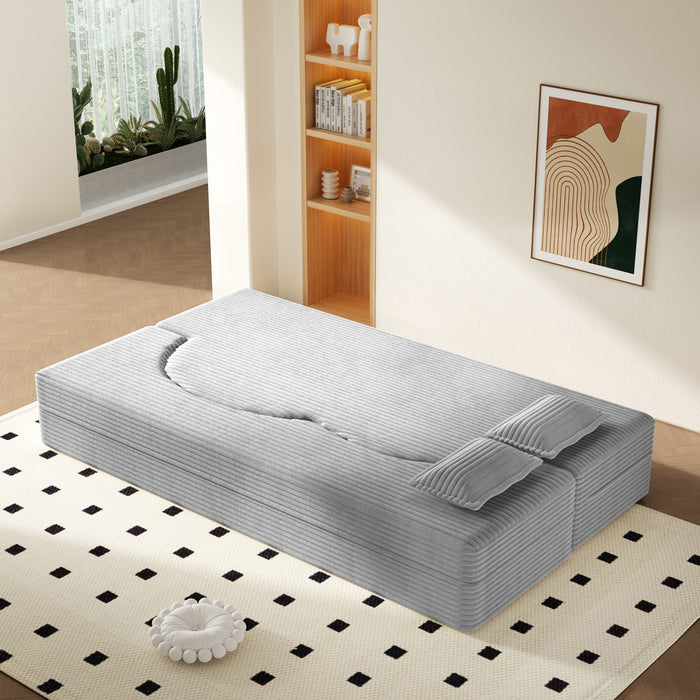 Floor Sofa With 2 Pillows, Convertible Twin Size Mattress For Living Room Home Essentials